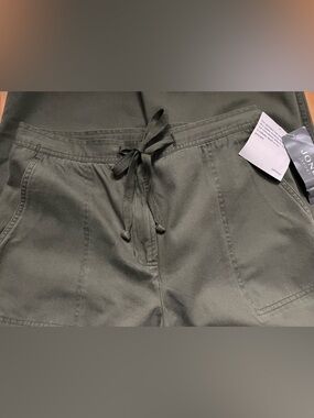 Vintage JONES Sport Capri Pants - Drawstring Olive Cotton Cropped Size 10 NWT